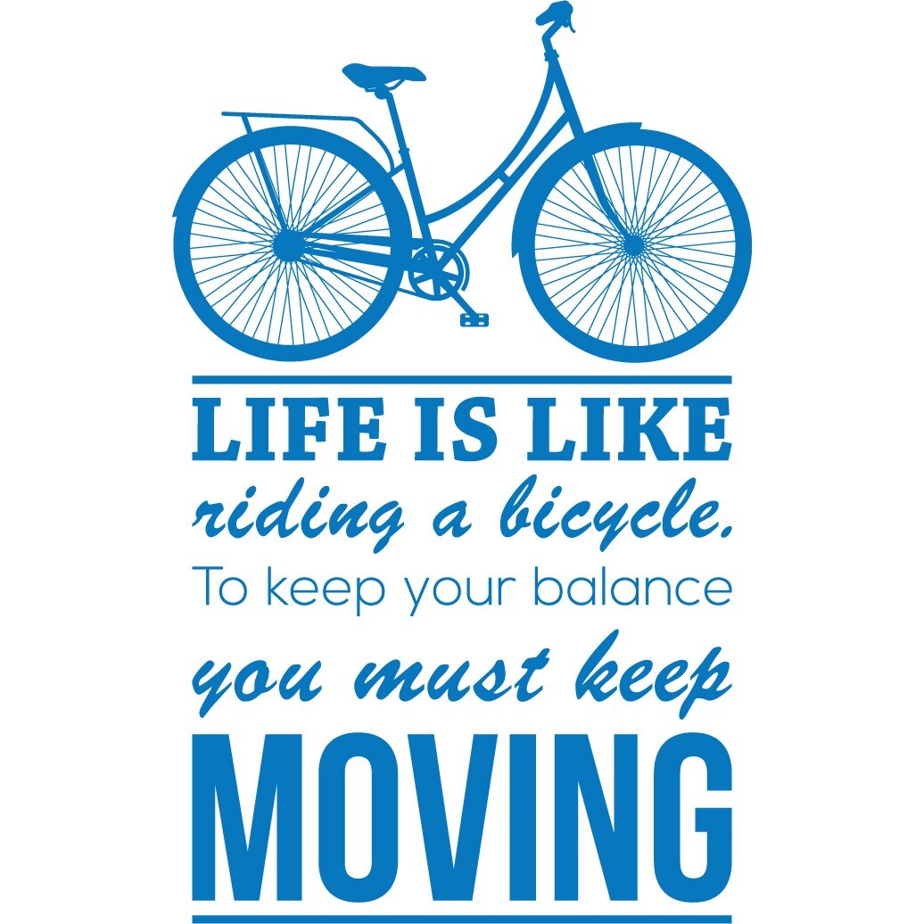 Life Is Like Riding a Bicycle - Sticker Decorativ - Albastru - 89 x 143 cm