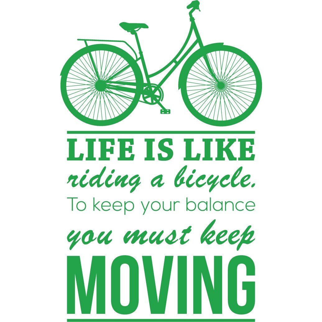 Life Is Like Riding a Bicycle - Sticker Decorativ - Verde - 89 x 143 cm