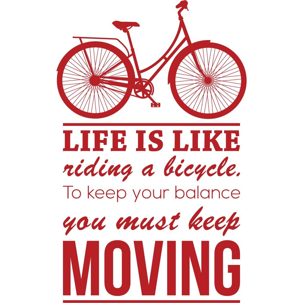Life Is Like Riding a Bicycle - Sticker Decorativ - Rosu Cardinal - 89 x 143 cm