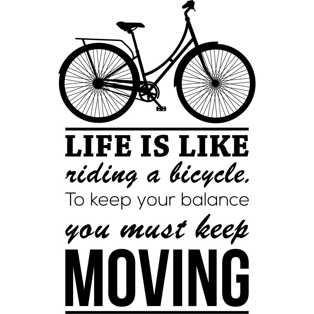 Life Is Like Riding a Bicycle - Sticker Decorativ - Negru - 89 x 143 cm