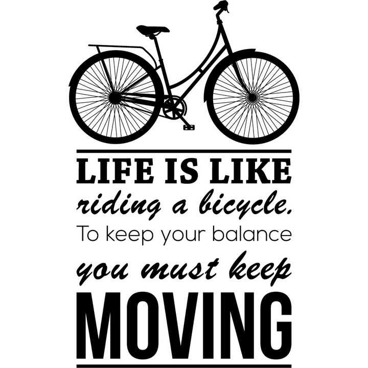 Life Is Like Riding a Bicycle - Sticker Decorativ - Negru - 119 x 190 cm