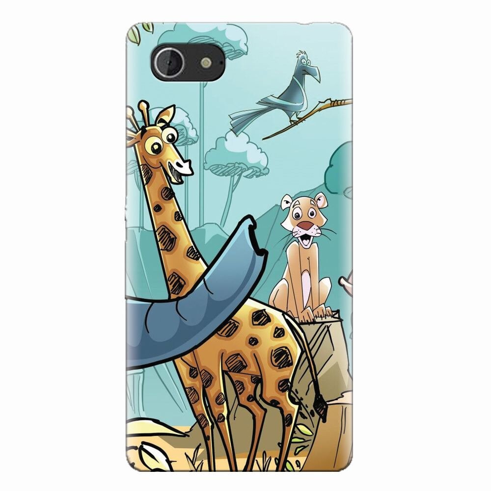 Husa silicon pentru Sony Xperia E3, Children Drawings Elephants Giraffes Lions