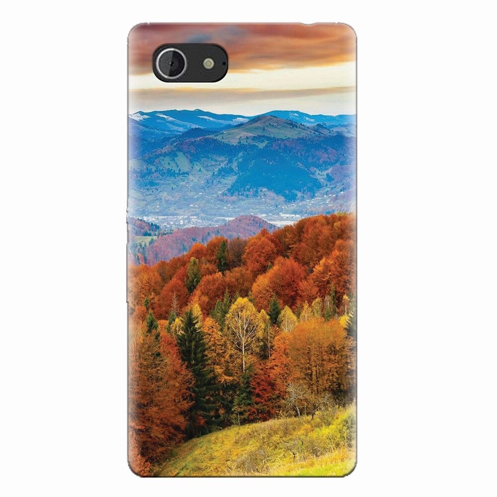 Husa silicon pentru Sony Xperia E3, Autumn Mountain Fall Rusty Forest Colours