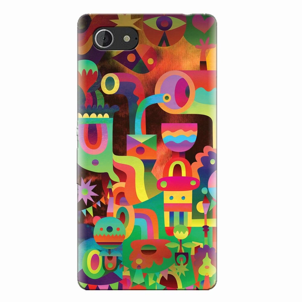 Husa silicon pentru Sony Xperia E3, Abstract Colorful Shapes