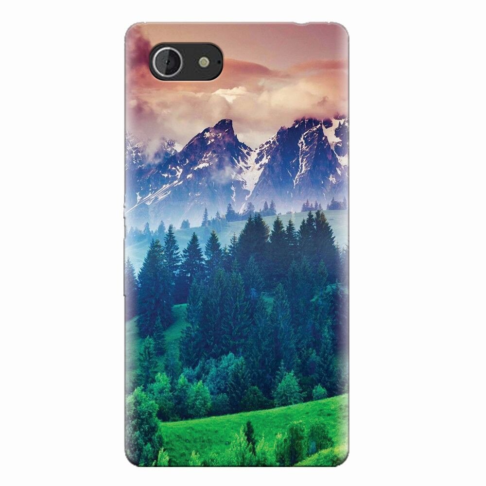 Husa silicon pentru Sony Xperia E3, Forest Hills Snowy Mountains And Sunset Clouds