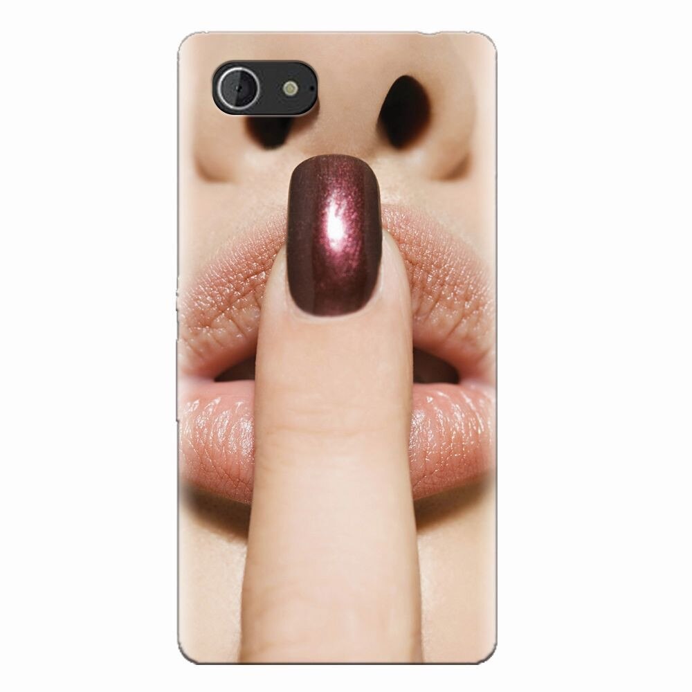 Husa silicon pentru Sony Xperia E3, Finger Purple Nailpolish Girl Lips