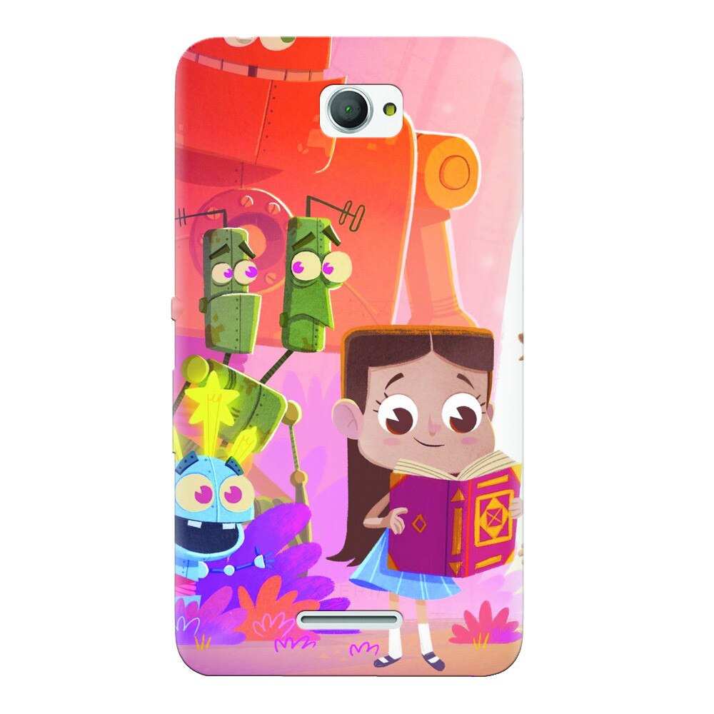 Husa silicon pentru Sony Xperia E4, Children Kids Robots Illustration Colorful K