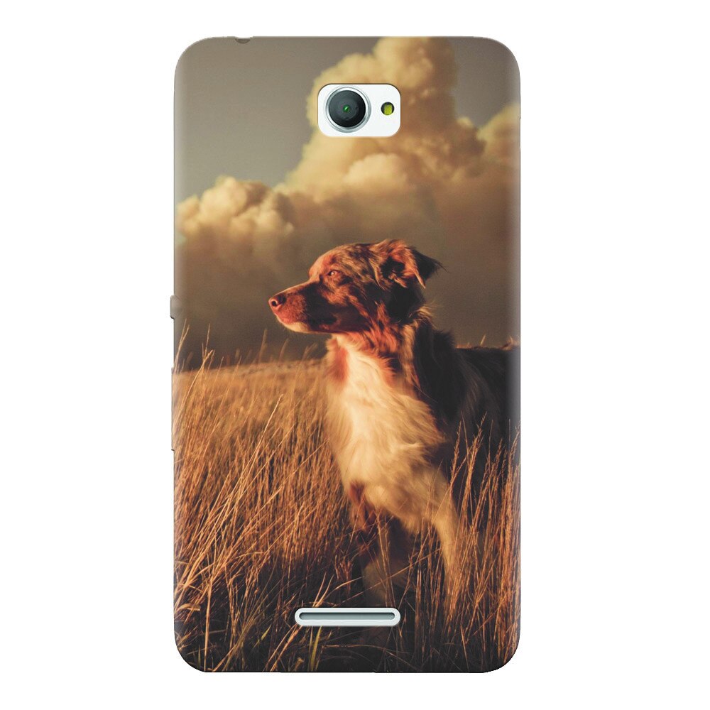 Husa silicon pentru Sony Xperia E4, Alone Dog Animal In Grass