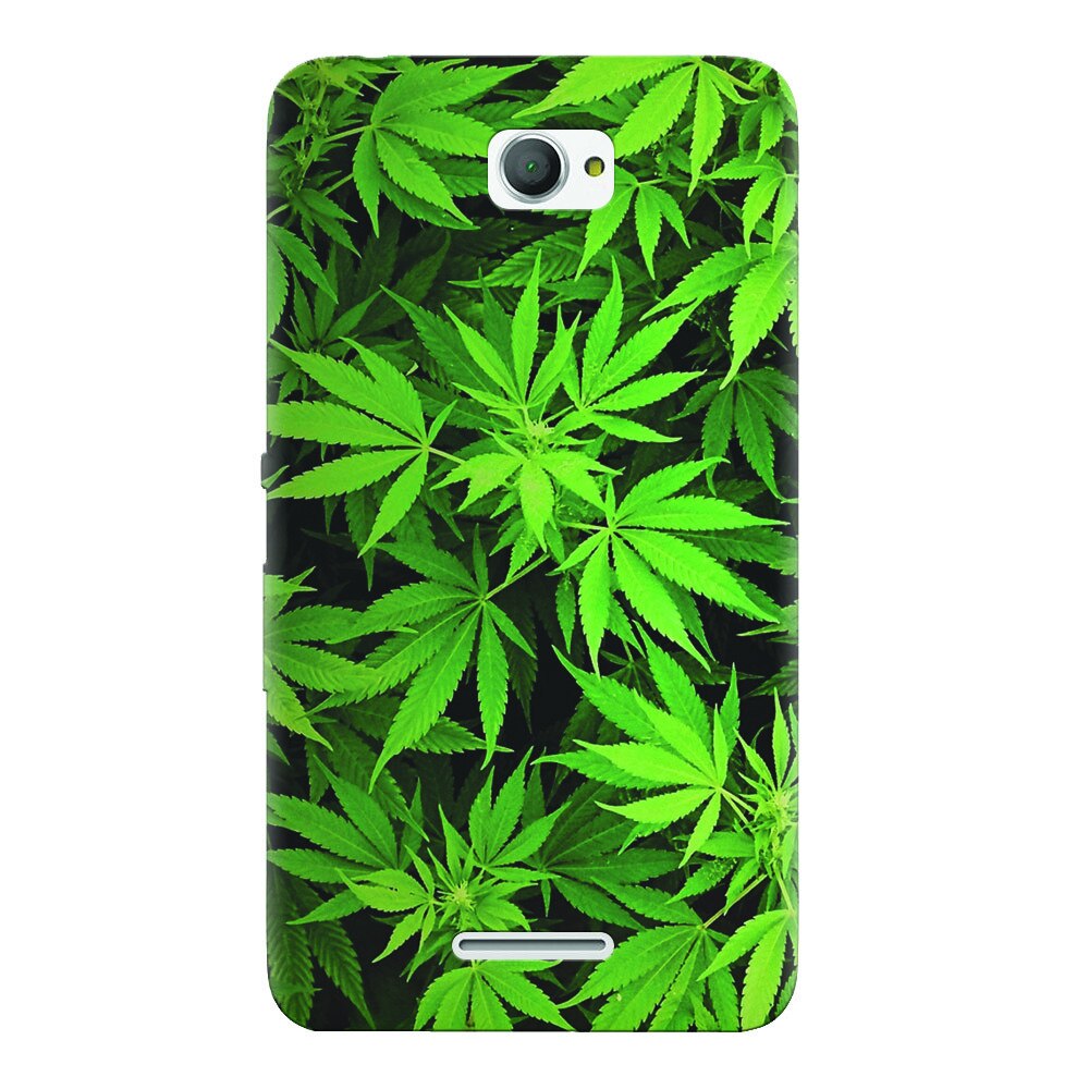 Husa silicon pentru Sony Xperia E4, Green Leaf Pattern