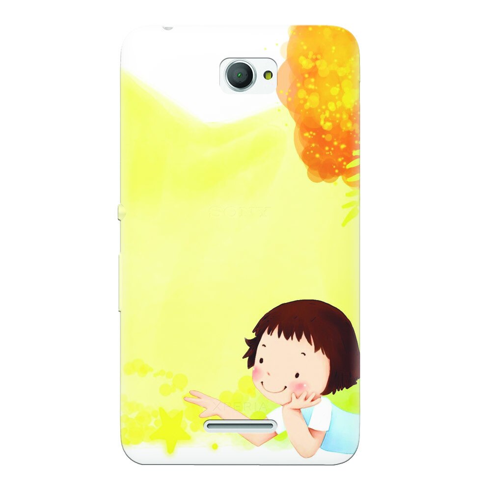 Husa silicon pentru Sony Xperia E4, Child Autumn Paint Hd