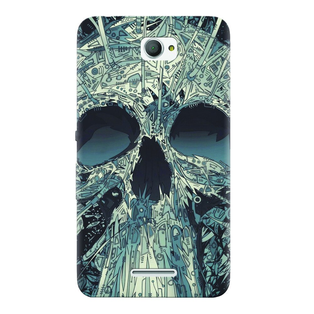 Husa silicon pentru Sony Xperia E4, Abstract Skull Artwork Illustration