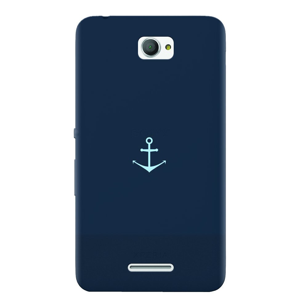 Husa silicon pentru Sony Xperia E4, Blue Navy Anchor Illustration Flat