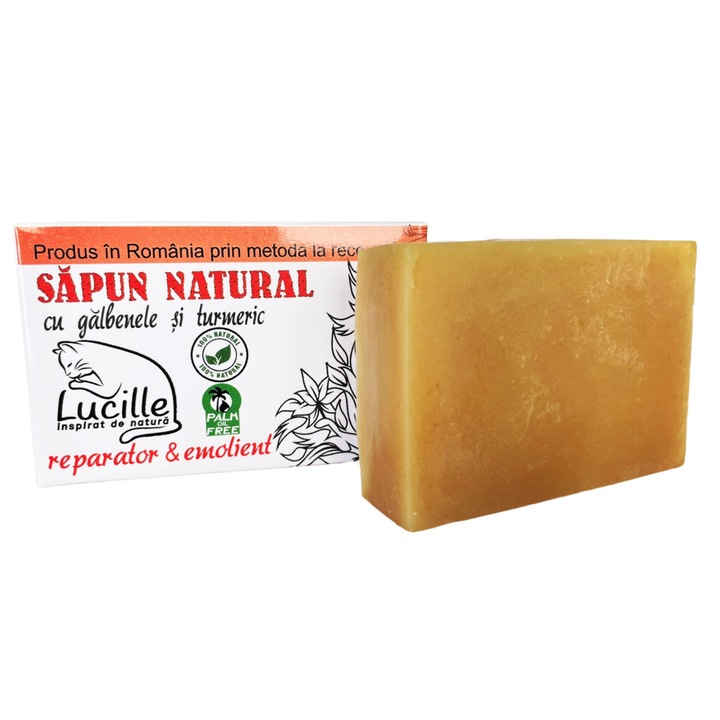Натурален сапун с невен и куркума - възстановяващ и омекотяващ, Lucille, 90 гр.