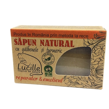 Sapun natural cu galbenele si turmeric - reparator si emolient, Lucille, 90 g Sapun natural cu galbenele si turmeric - reparator si emolient, Lucille, 90 g