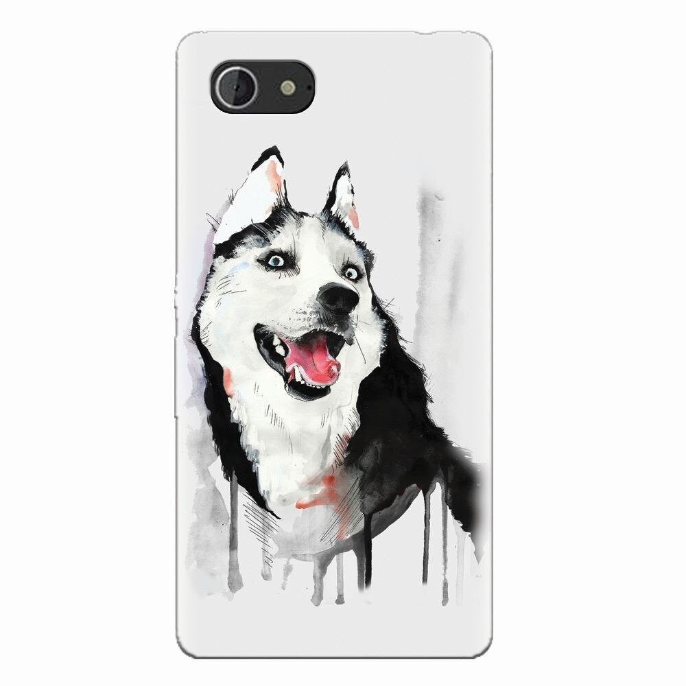 Husa silicon pentru Sony Xperia E3, Husky Dog Watercolor Illustration