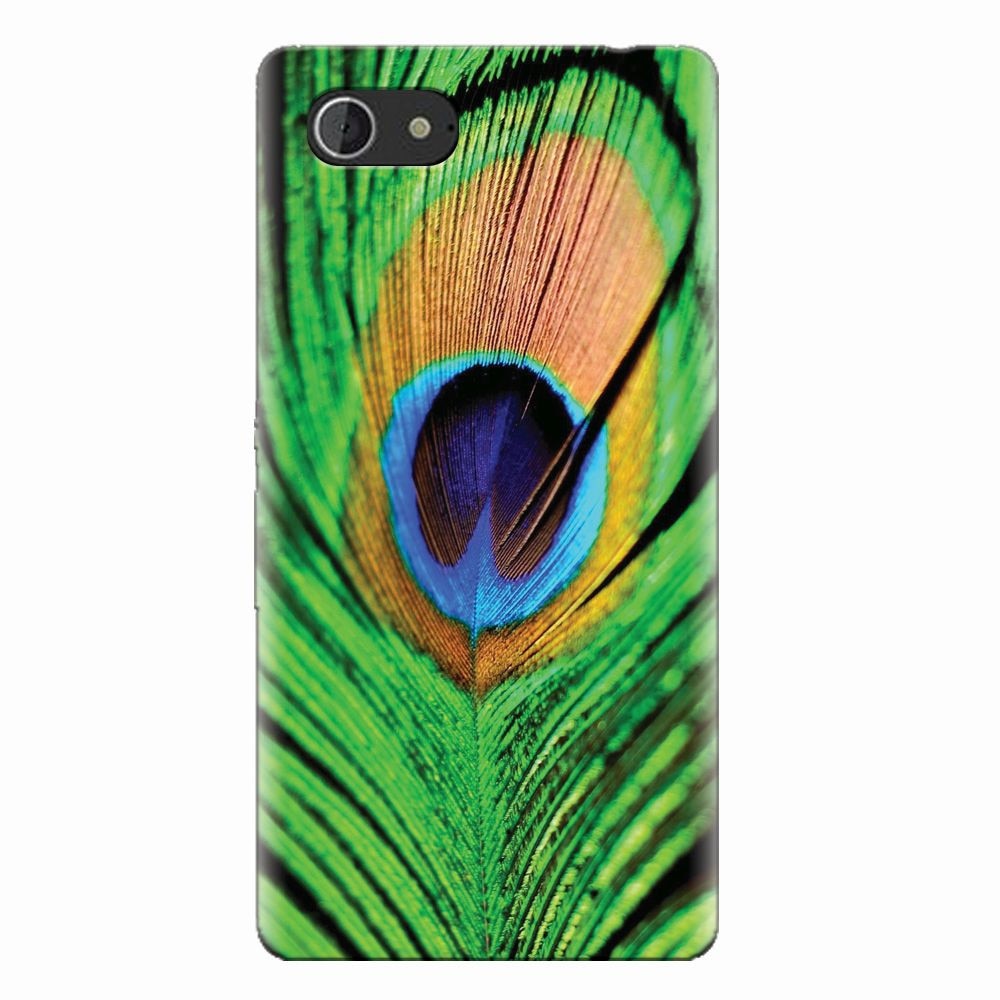 Husa silicon pentru Sony Xperia E3, Peacock Feather Green Blue