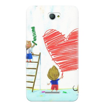 Husa silicon pentru Sony Xperia E4, I Love You Creatures Husa silicon pentru Sony Xperia E4, I Love You Creatures