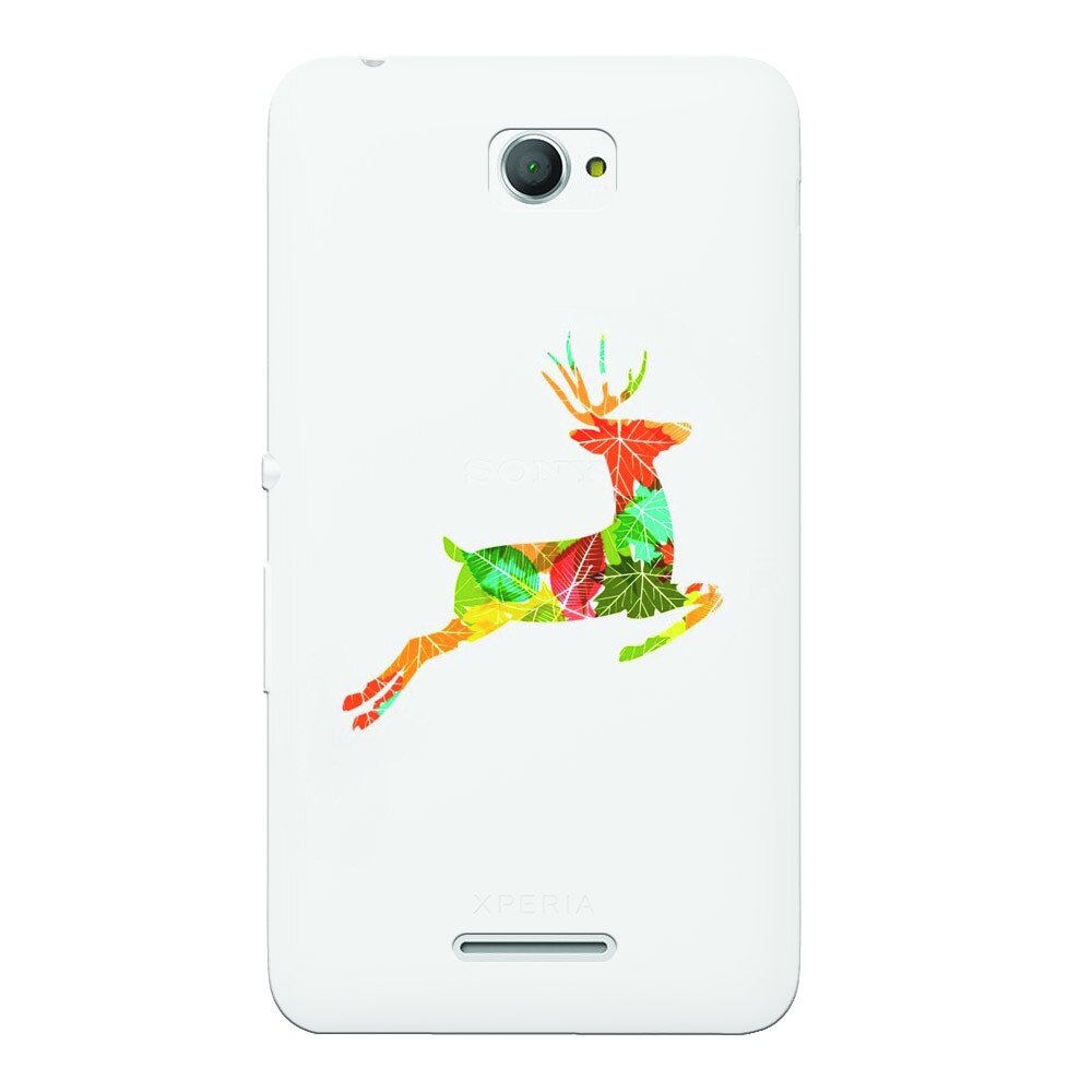 Husa silicon pentru Sony Xperia E4, Colorful Reindeer Jump Illustration