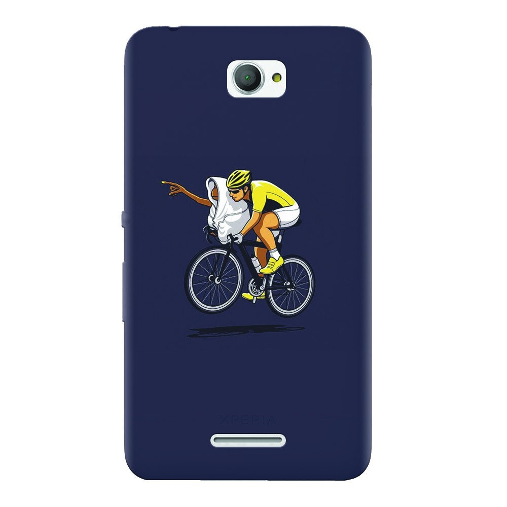 Husa silicon pentru Sony Xperia E4, ET Riding Bike Funny Illustration