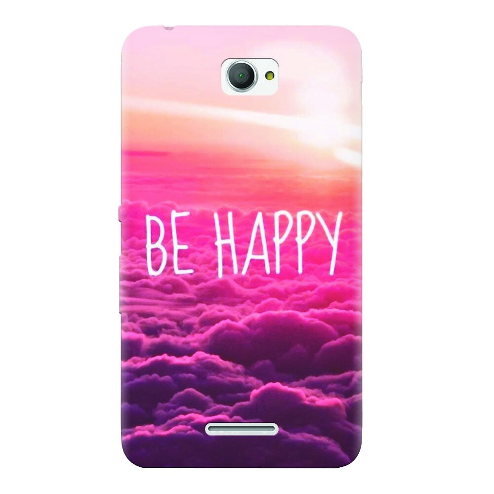 Husa silicon pentru Sony Xperia E4, Be Happy Puffy Clouds