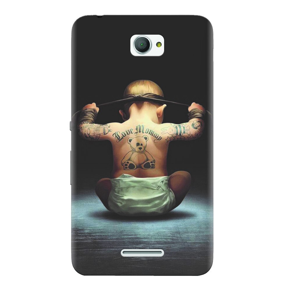Husa silicon pentru Sony Xperia E4, Body Builder Cute Baby Tattoo