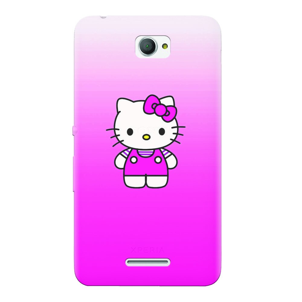 Husa silicon pentru Sony Xperia E4, Cute Pink Catty
