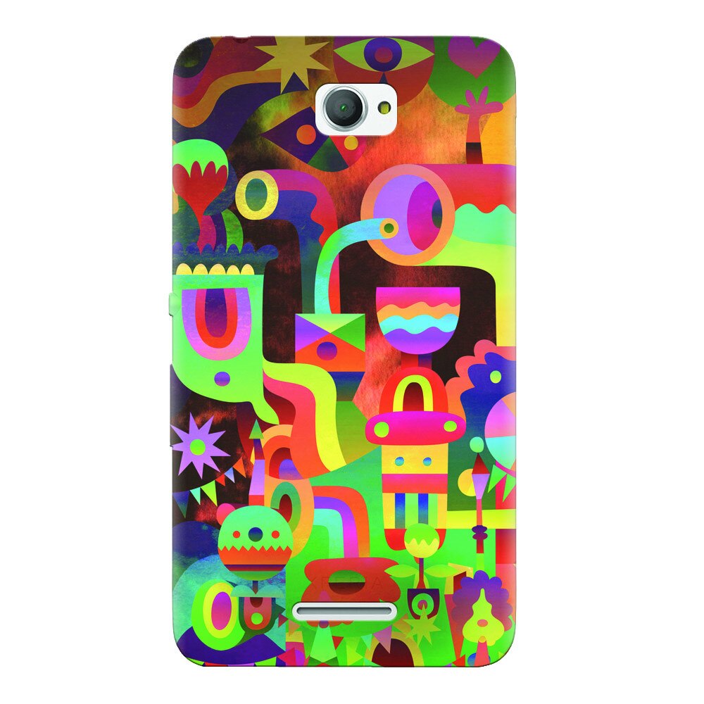 Husa silicon pentru Sony Xperia E4, Abstract Colorful Shapes