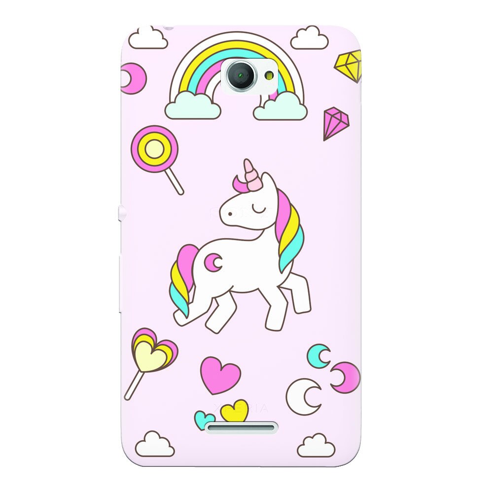 Husa silicon pentru Sony Xperia E4, Cute Unicorn