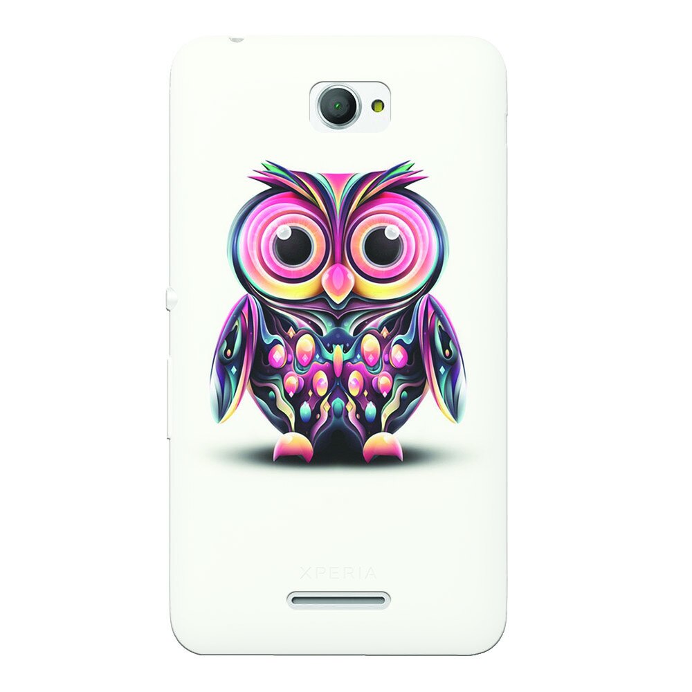 Husa silicon pentru Sony Xperia E4, Colorful Owl Illustration
