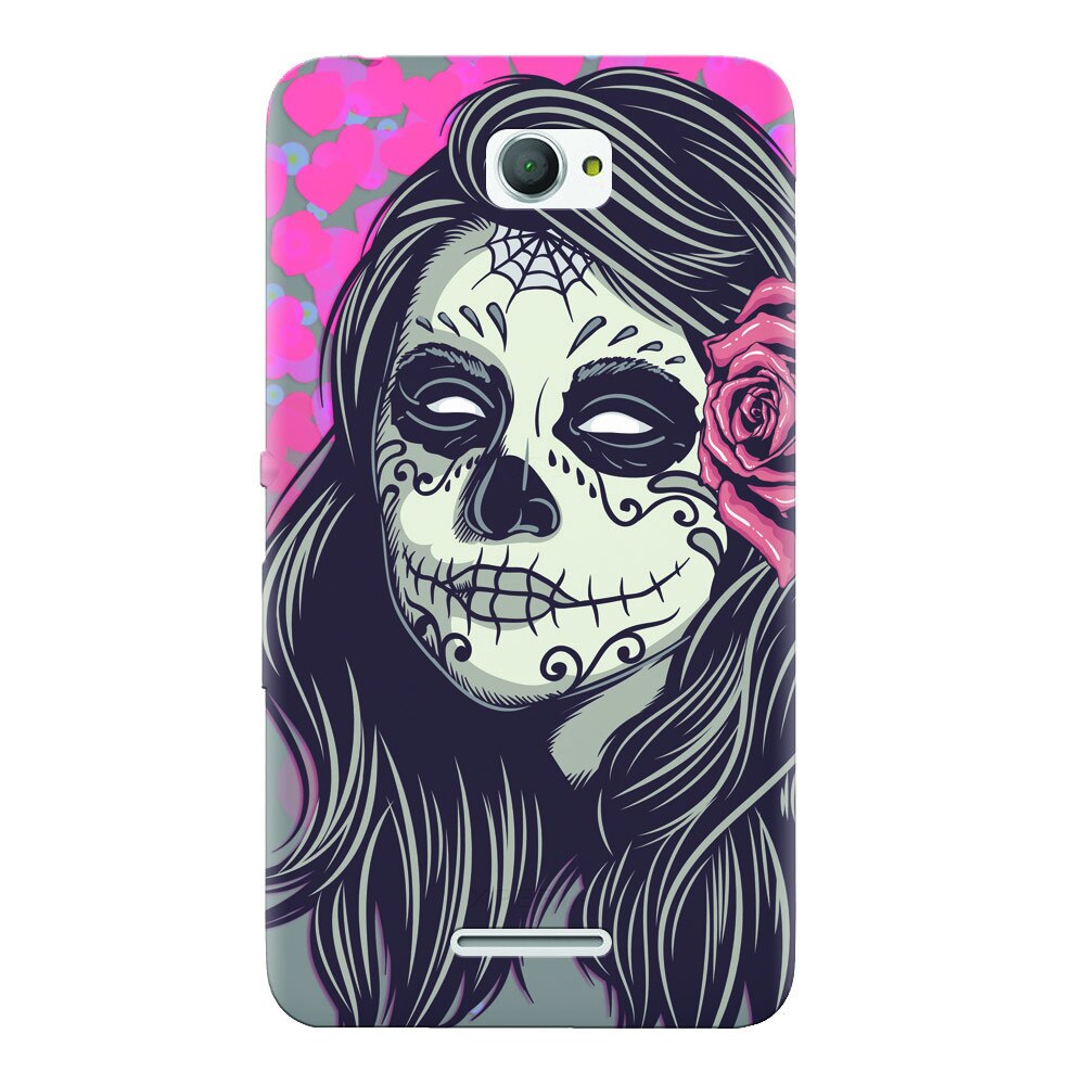 Husa silicon pentru Sony Xperia E4, Mexican Girl Skull