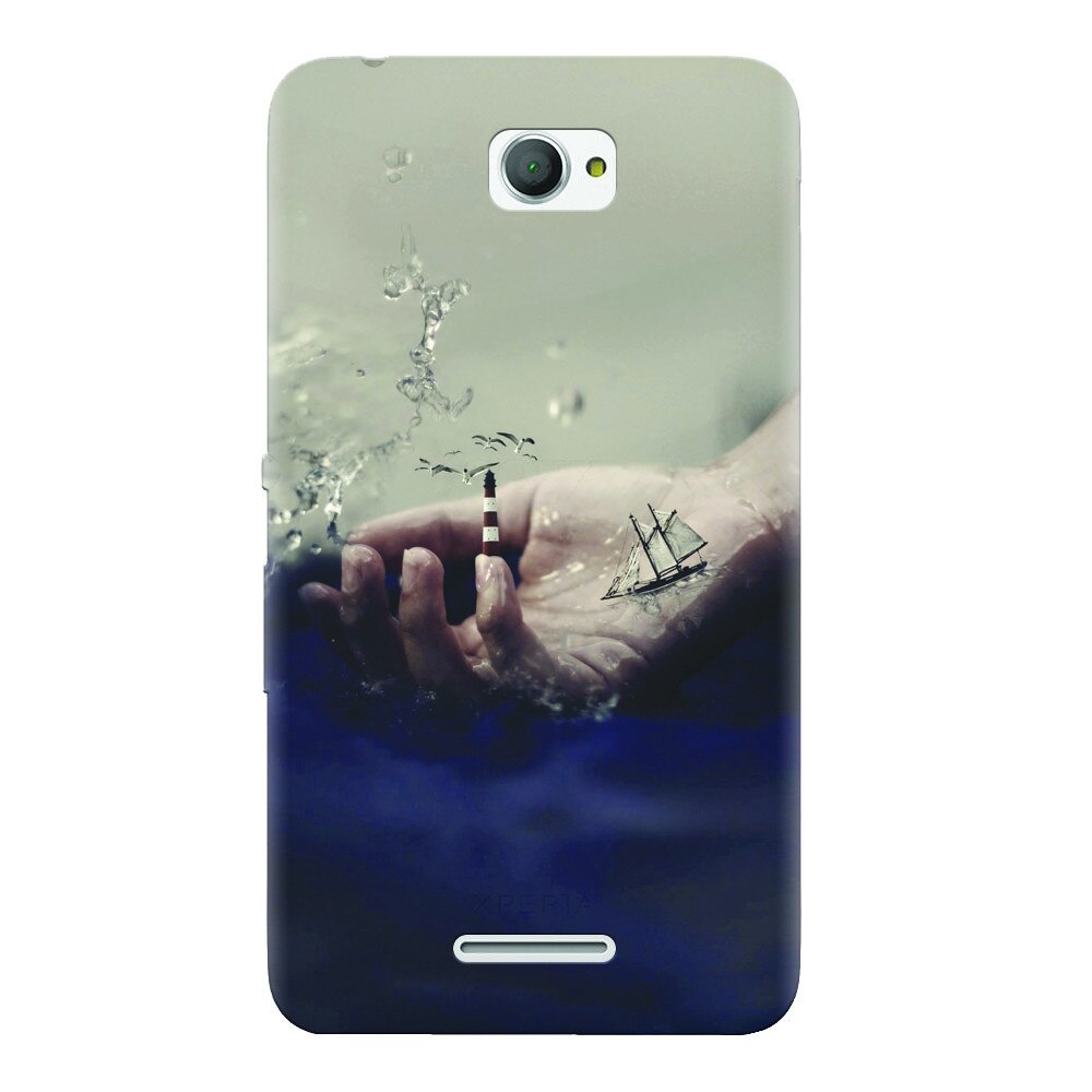 Husa silicon pentru Sony Xperia E4, 3D Hand Ocean Render