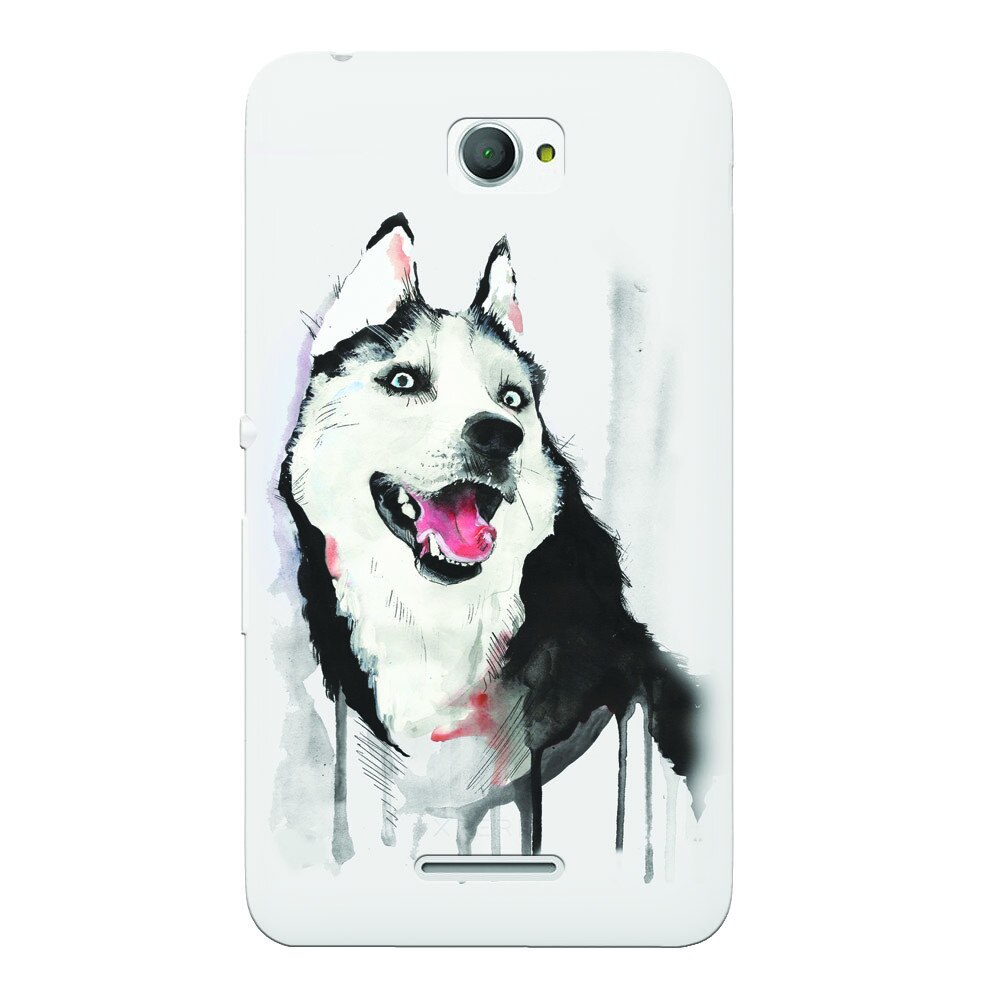 Husa silicon pentru Sony Xperia E4, Husky Dog Watercolor Illustration