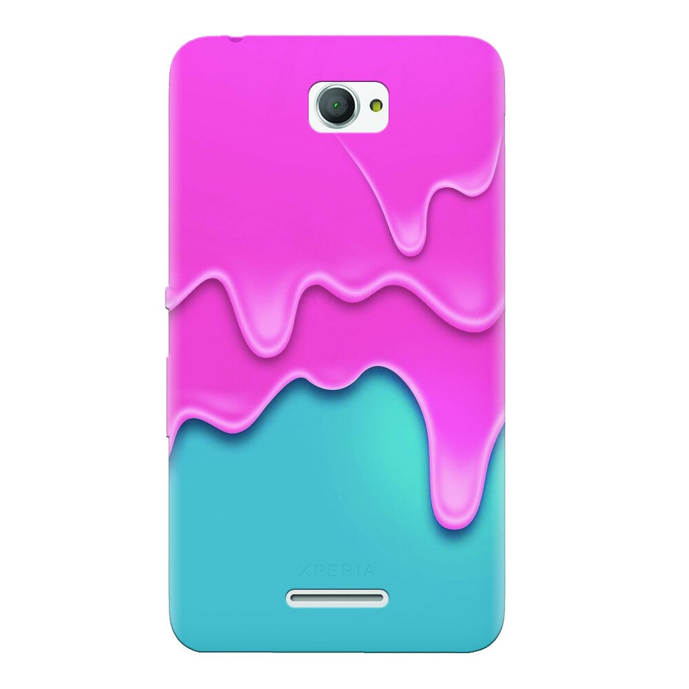 Husa silicon pentru Sony Xperia E4, Pink Liquid Dripping