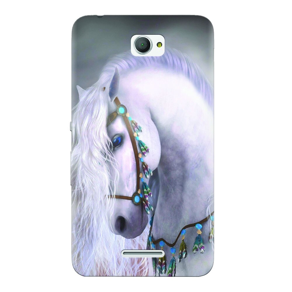 Husa silicon pentru Sony Xperia E4, White Horse