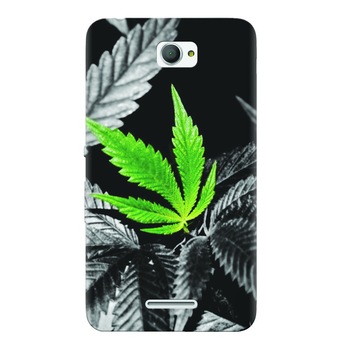 Husa silicon pentru Sony Xperia E4, Trippy Pot Leaf Green Husa silicon pentru Sony Xperia E4, Trippy Pot Leaf Green