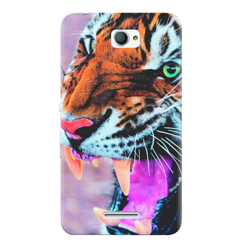 Husa silicon pentru Sony Xperia E4, Angry Tiger Teeth Fresh