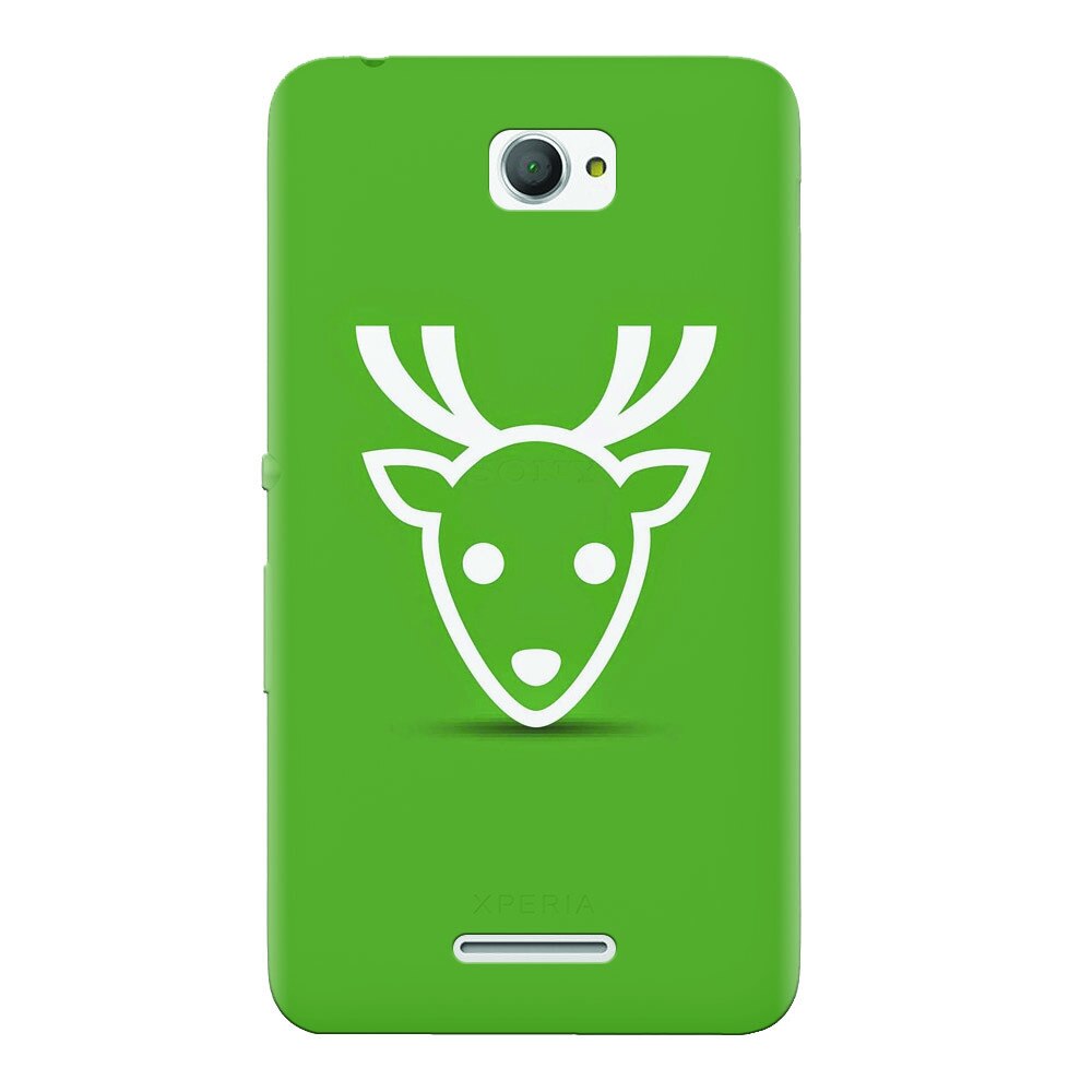 Husa silicon pentru Sony Xperia E4, Minimal Reindeer Illustration Green