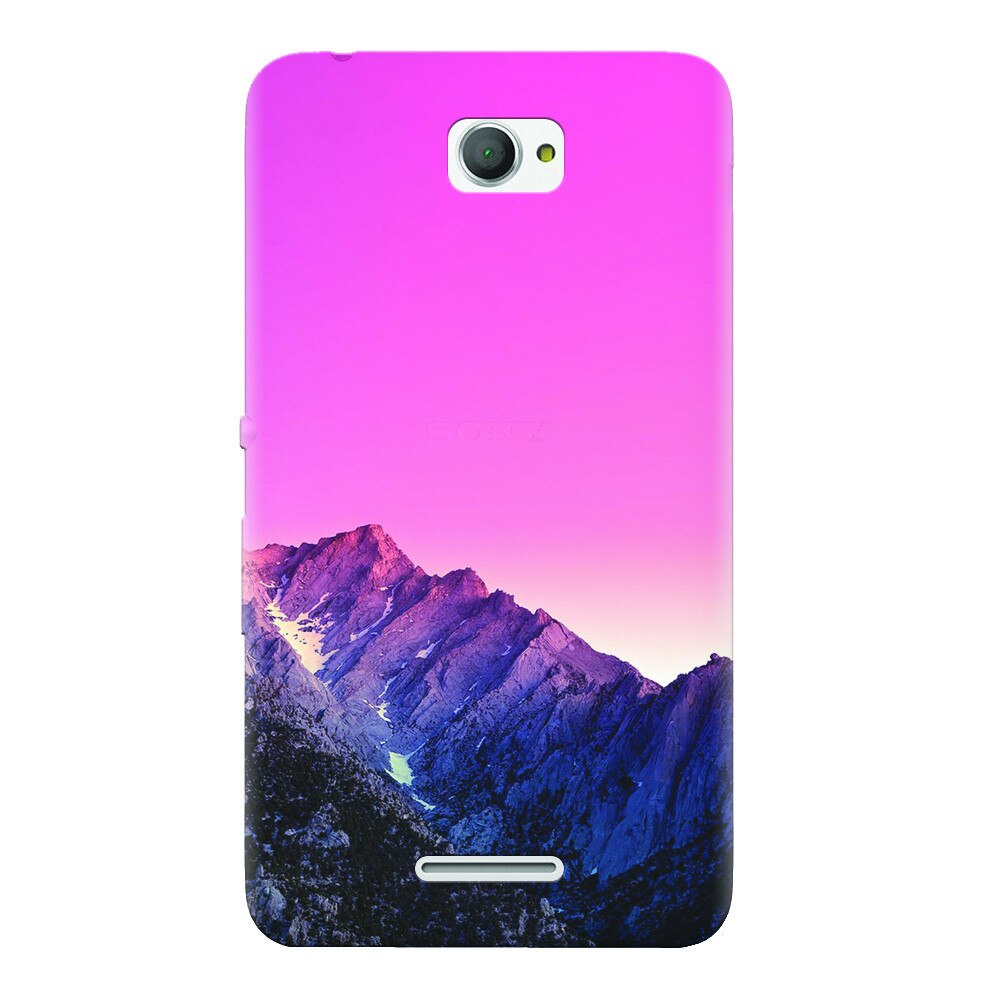 Husa silicon pentru Sony Xperia E4, Mountain Peak Pink Gradient Effect