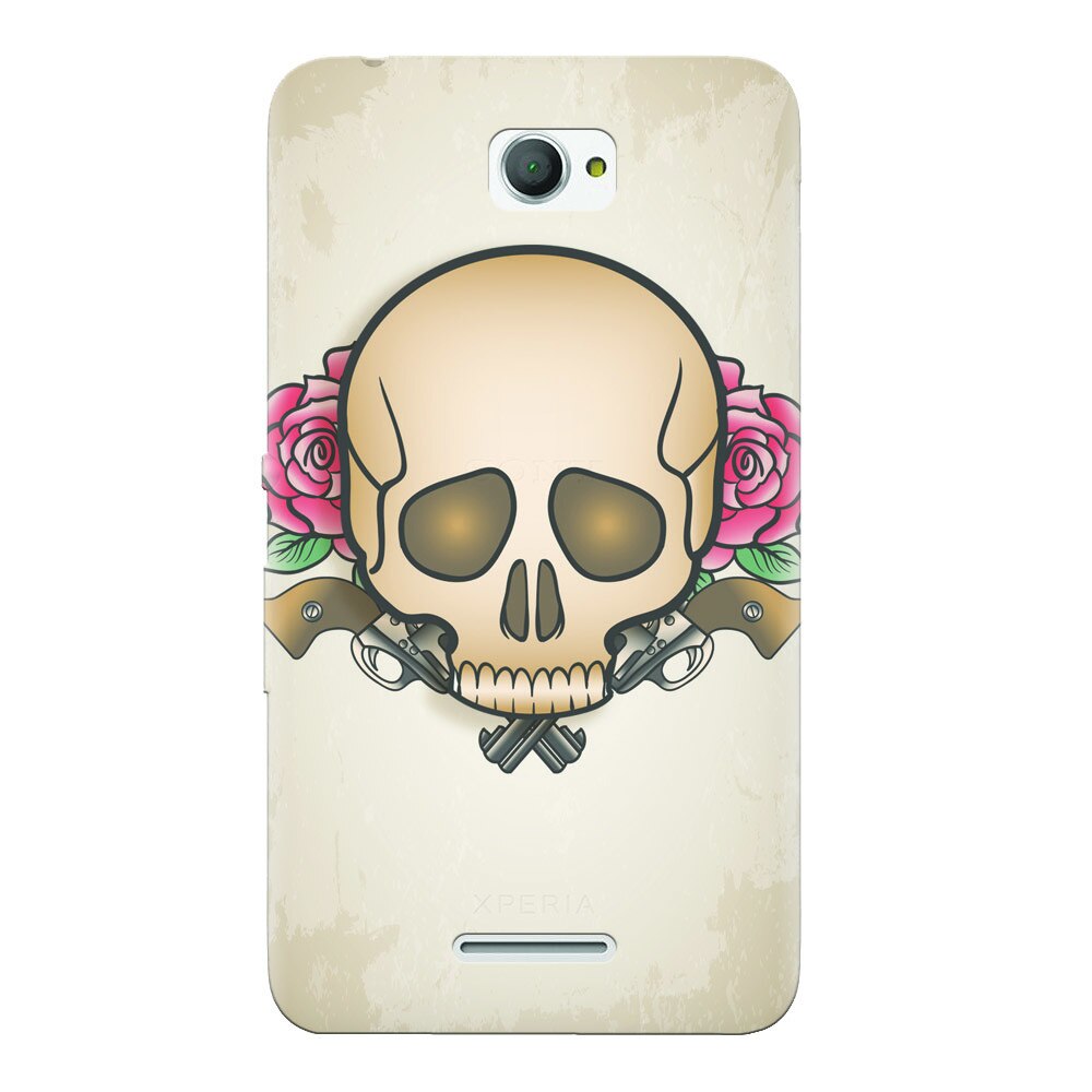 Husa silicon pentru Sony Xperia E4, Skulls And Roses
