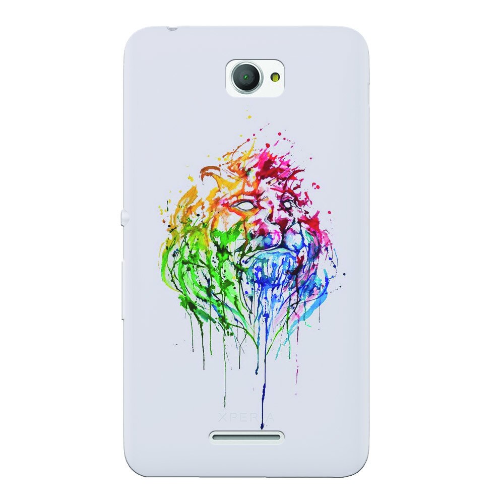Husa silicon pentru Sony Xperia E4, Paint Illustration Lion Head