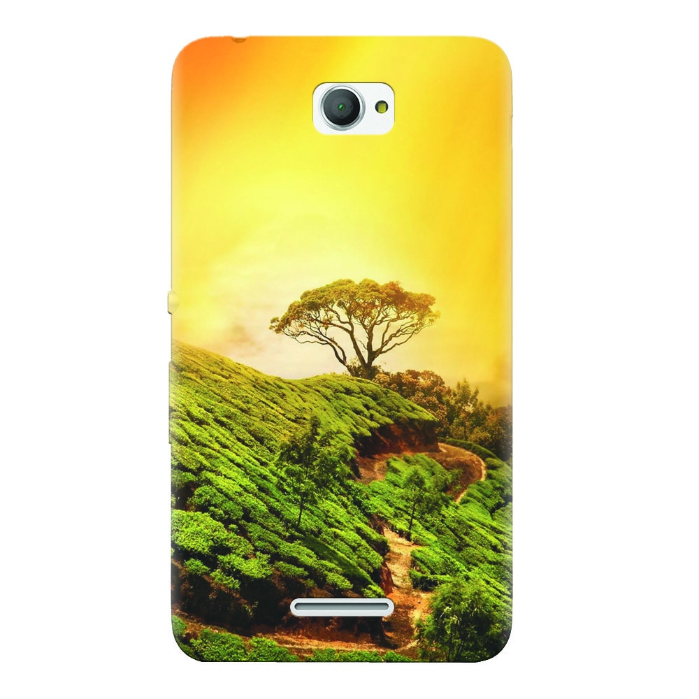 Husa silicon pentru Sony Xperia E4, Hill Top Tree Golden Light