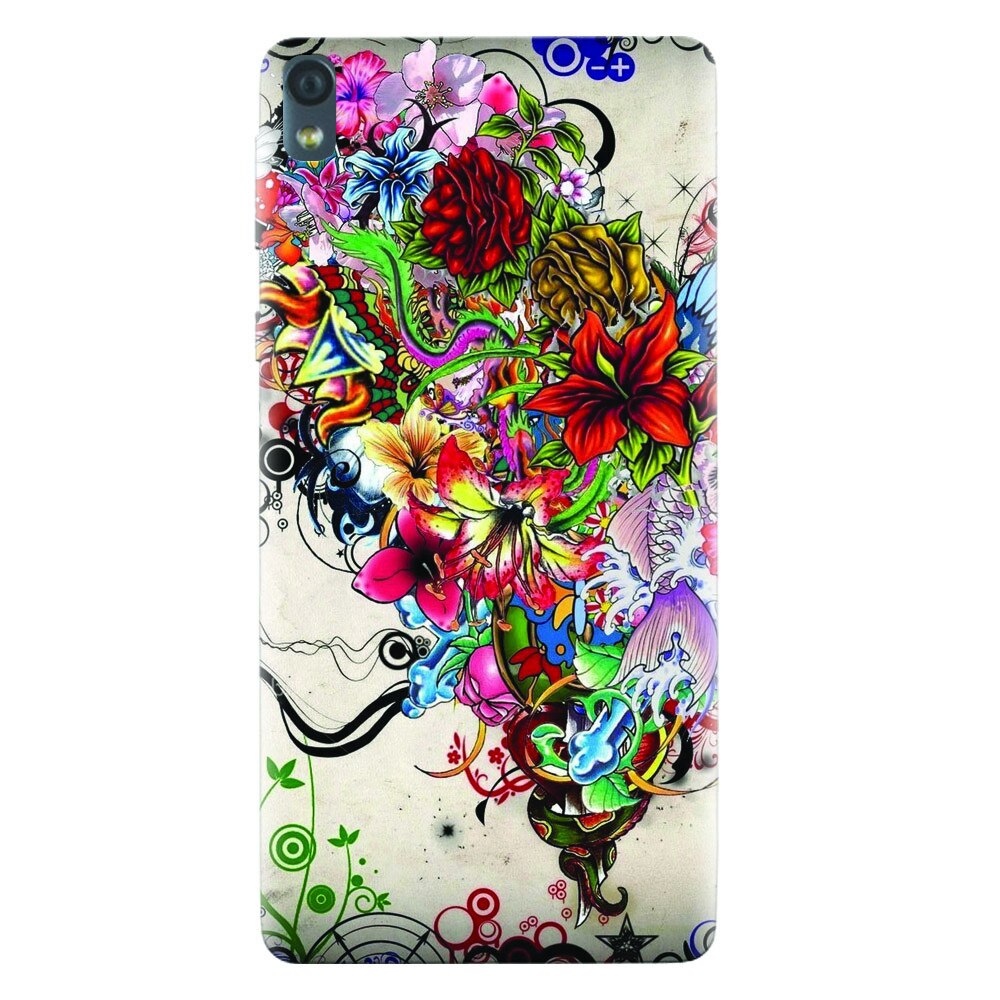 Husa silicon pentru Sony Xperia E5, Abstract Flowers Tattoo Illustration