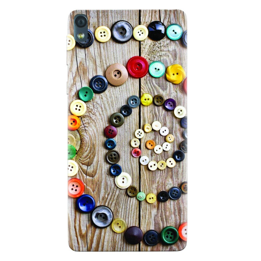 Husa silicon pentru Sony Xperia E5, Colorful Buttons Spiral Wood Deck