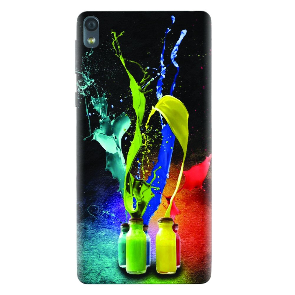 Husa silicon pentru Sony Xperia E5, Abstract Color Bottles Splash