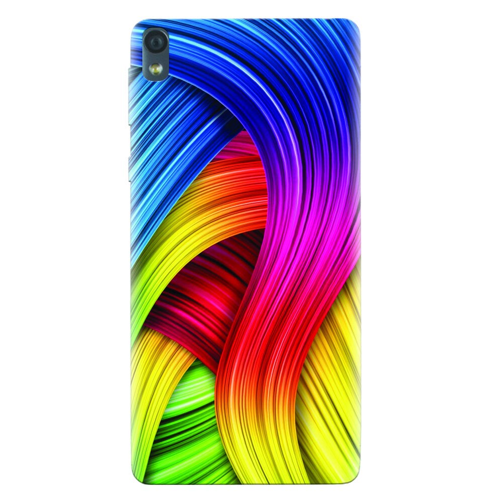 Husa silicon pentru Sony Xperia E5, Curly Colorful Rainbow Lines Illustration