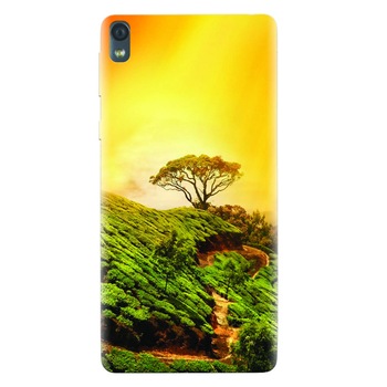 Husa silicon pentru Sony Xperia E5, Hill Top Tree Golden Light Husa silicon pentru Sony Xperia E5, Hill Top Tree Golden Light