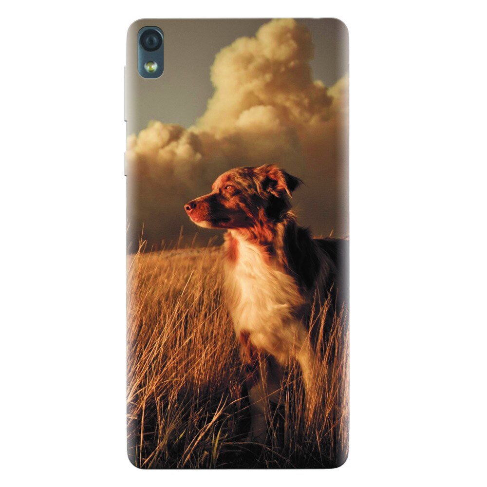 Husa silicon pentru Sony Xperia E5, Alone Dog Animal In Grass