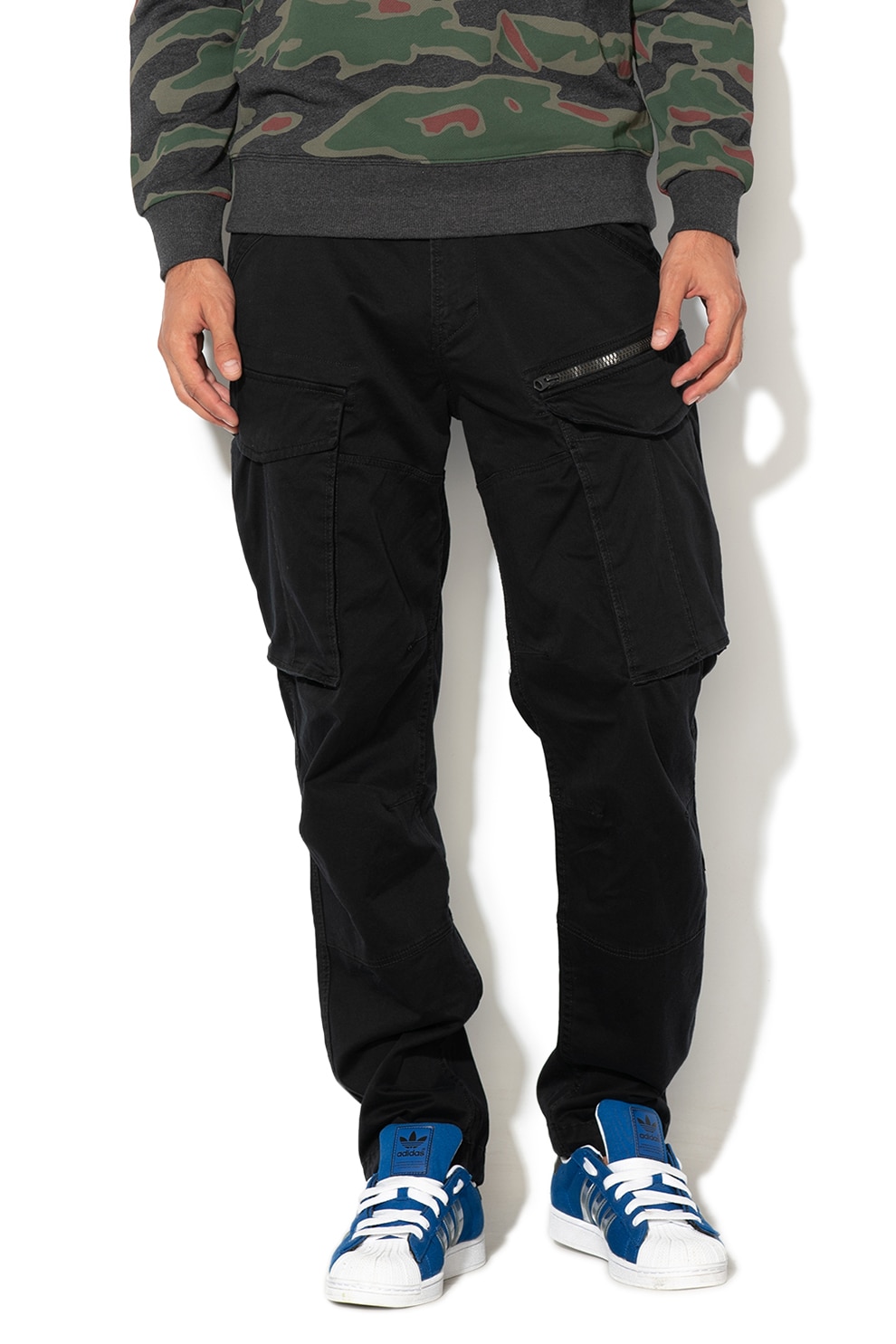 G-STAR, Pantaloni cargo conici Rovic, Negru, W33-L32