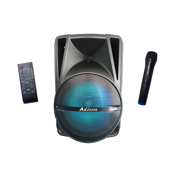 Boxa cu Statie Activa tip Troller FIRE SOUND , Difuzor 12 " , 1 Microfon Wireless , Telecomanda , Cititor Stick , Card SD , FM Radio , Bluetooth