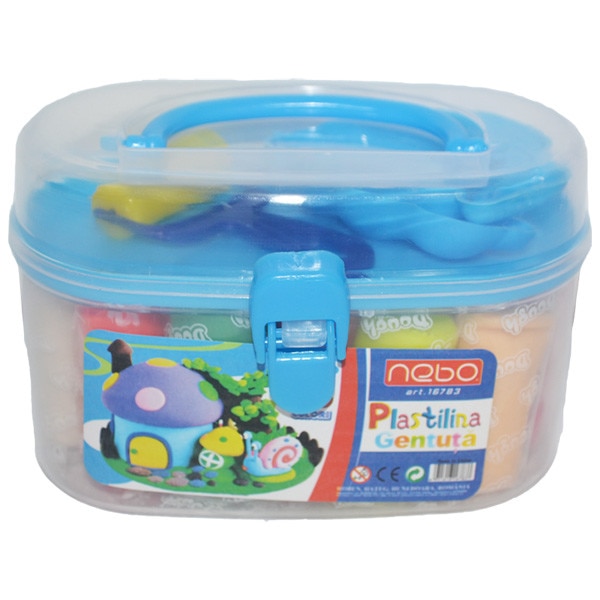 Plastilina NEBO in gentuta cu 12 culori si 5 accesorii pentru modelaj , Robentoys